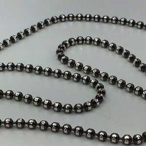 Sterling Silver Ball Chain Oxidized Diamond-cut 20” 2mm 12.4gms New